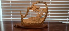 Vintage 1989 Tom Cooper Signed Carved Moose Antler Wildlife Sculpture 11