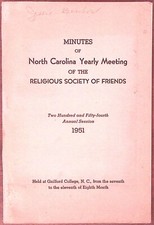 1951 NORTH CAROLINA YEARLY MEETING RELIGIOUS SOCIETY OF FRIENDS MINUTES  Z7324 picture