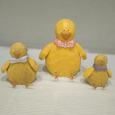 Vintage Easter Decor Yellow Chicks Set of 3 Whimsical Chickens Chicken Figures picture