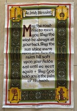 Vintage Irish Blessing Linen Kitchen Towel - PRISTINE Irish Linen picture