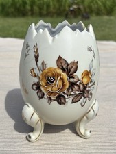 MCM 6” Ceramic Napco Egg Vase 3H3199/L ~ Beautiful Yellow Rose Design picture