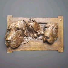  Vtg Hunting Dog Hound Bronze Grouping Sculpture Listed Maureen Riley MI Sport picture