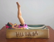Vintage ~ 1950s Holy Grail Hu La La Hawaiian Hula Girl Nodder Aloha Ashtray  picture