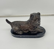 Bronze West Highland Cairn Norwich Terrier 12” Statue on Wood Base picture