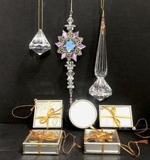 Vintage Mirror And Acrylic Christmas Ornaments Lot picture