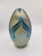 Studio Glass Irredescent Blue  EICKHOLT signed Pulled Feather Paperweight Good picture