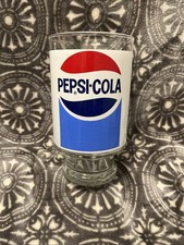 Vintage Pepsi Cola Large Footed 28oz Drinking Tumbler Glass Pedestal Retro 1980s picture