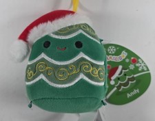 Squishmallow 4” Andy New Nwt plush Christmas Tree Ornament Santa Hat picture