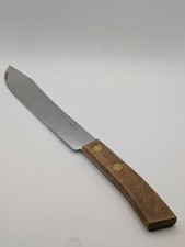 Vtg. Dunlap USA Stainless Kitchen Butcher Knife 2 Rivet Wooden Handle 7