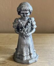 Michael Ricker Pewter Sculpture Girl Holding Flowers Limited Edition picture