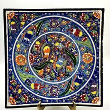 Turkish Colorful Square Plate Incredible Detail Vibrant  8.5
