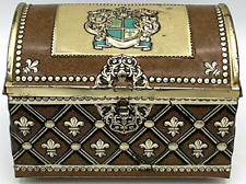Embossed Tin Chest Coat of Arms Western Germany Trunk Box Trinket Fleur De Lis picture