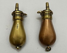 Victorian Style Miniature Brass & Copper Powder Small Collectible Flask set of 2 picture