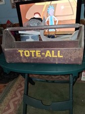 VINTAGE SIMONSEN TOTE-ALL METAL CARPENTERS BROWN TOOL BOX METAL BOX TACKLE picture