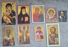 9 Vtg Orthodox Christian Icon Prayer Holy Cards St Nicholas St George St Ephraim picture