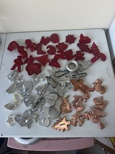 Vintage Huge Lot 45+ Christmas/ Holiday Cookie Cutters Plastic, Copper & Metal picture