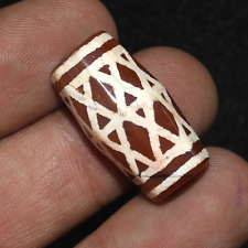 Genuine Ancient Etched Carnelian Bead with rare Pattern in Good Condition picture