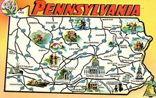 Vintage Postcard A Map Of Its Cities And Towns Historical Places Pennsylvania PA picture