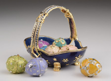Keren Kopal Basket Carrying Eggs Trinket Box Decorated with Austrian Crystals picture