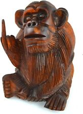 Wood Monkey with finger 6 Inch Rude Monkey Flipping Bird Statue picture