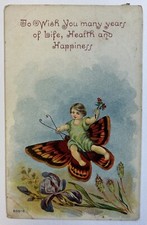 To Wish Many Happy Years 1909 Mazon, Illinois Embossed Postcard, Posted Card picture