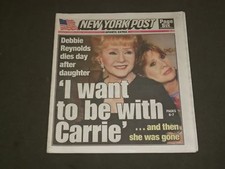 2016 DECEMBER 29 NEW YORK POST NEWSPAPER - DEBBIE REYNOLDS DEAD - 1932-2016 picture