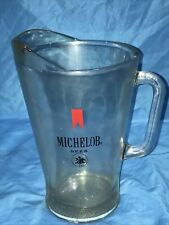 Vtg Heavy MICHELOB BEER Clear Glass Pitcher, 56 Oz., 9