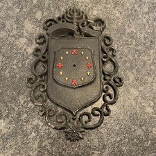 Vintage Sexton 1968 Metal Wall Medieval Mid Century Gothic Shield Clock Body  picture