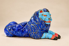 Egyptian Handmade Lion Statue Lapis Lazuli picture