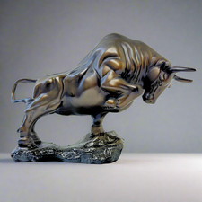 Charging Bull Figurine – 9” Bronze Finish Statue for Wealth, Strength & Success picture