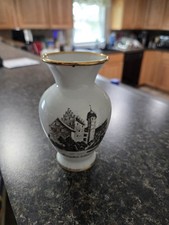 Vintage Ottlinger Sevelen Switzerland Gold Rim Bud Vase Castle Design picture