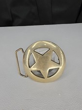 Vintage Solid Brass Star Western Ranger Americana Belt Buckle Taiwan 757  picture