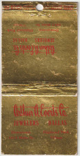 Arthur A Everts Jewelers Company DALLAS, TEXAS Bobtail Matchbook Cover picture