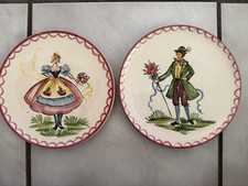 Vintage Ulmer Keramik Set Of 2 Decorative Plates Boy/Girl Hand Painted Germany picture