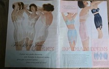 1959 Women's Lily Of France Blue Pink Black Girdles 2 Page Vintage Fashion ad  picture