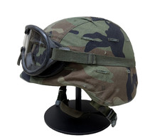 PASGT Ballistic Combat Helmet w/ Goggles US Woodland Cover USGI GENTEX - LARGE picture