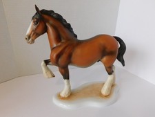 RARE STUNNING LARGE HEREND HUNGARY FIGURE - CLYDESDALE HORSE - MINT CONDITION picture