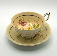 Vintage Paragon Double Warrant China Teacup & Saucer G7666 Cream Cabbage Rose  picture