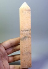 173mm Natural Orange Calcite Quartz Crystal Stone Tower Obelisk Wand Point Reiki picture