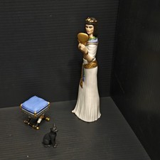 Lenox Collections Cleopatra Egyptian Figurine w/ Cat, Stool & Certificate In Box picture