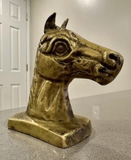 Vintage Brass Horse Head Bust Figurine Figure Equestrian Western Decor picture