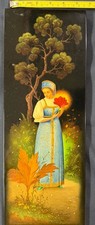 Very Rare LG Fedoskino Hand‑Painted Lacquer Panel 17”X6”/42cm X16cm Signed Box picture