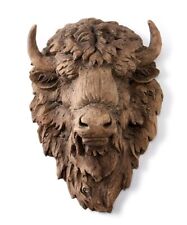 Bison Head Wall Plaque Buffalo Brown Resin 15