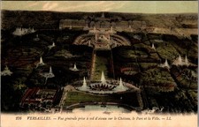Antique Versailles France Palace Gardens Birds-Eye View LL Postcard picture