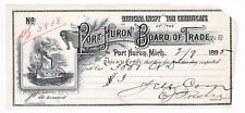 1895 INSPECTION CERTIFICATE BOARD OF TRADE PORT HURON MI STEAM SHIP picture