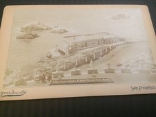 San Francisco 1880's Cliff House Cabinet Photo & Rare 1896 Sutro Baths Advert. picture