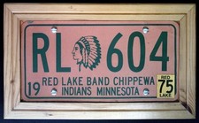 1974 with 1975 sticker Mn. Red Lake Band Chippewa Indian License Plate (a-2) picture