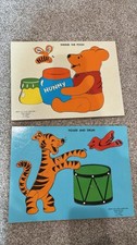 Vintage 1980-1990’s Disney Winnie The Pooh And Tigger Wooden Puzzles, Complete picture