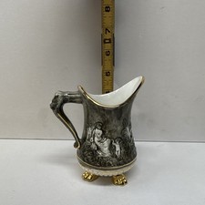 Vintage R Capodimonte Italy MAS Cherub Pitcher Creamer Raised Relief Gold Trim picture