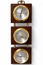 Springfield 3 Dial Weather Station Barometer Thermometer Hygrometer USA Vintage picture